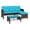 Turquoise, variant on 3-Piece Outdoor Patio Corner Sofa Set - Rattan Wicker Furniture with Glass Coffee Table - Turquoise, Beige, Gray - Garden, Lawn, Backyard