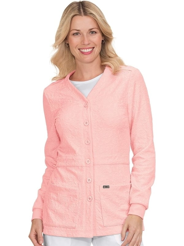 koi Lite Women's Claire Button Front Solid Cardigan Scrub Jacket
