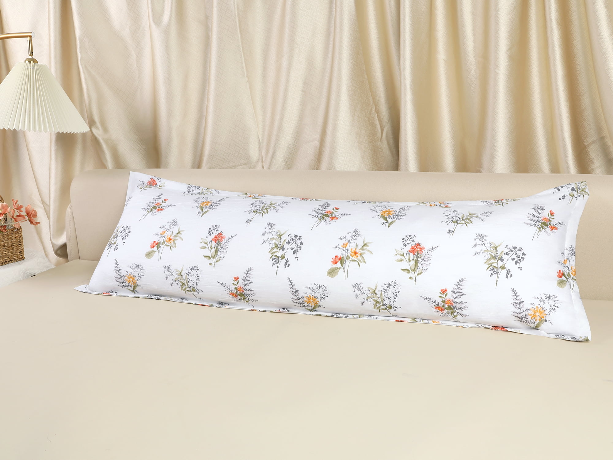 Unique Bargains 1 Pcs Pillowcase Breathable Soft Floral Pillow Cases White 20"x72"
