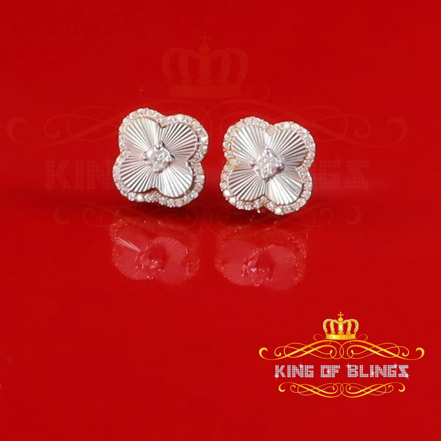 King of Bling's 925 Yellow Silver0.66ct VVS 'D' Moissanite Square Stud Earring Men's/Womens