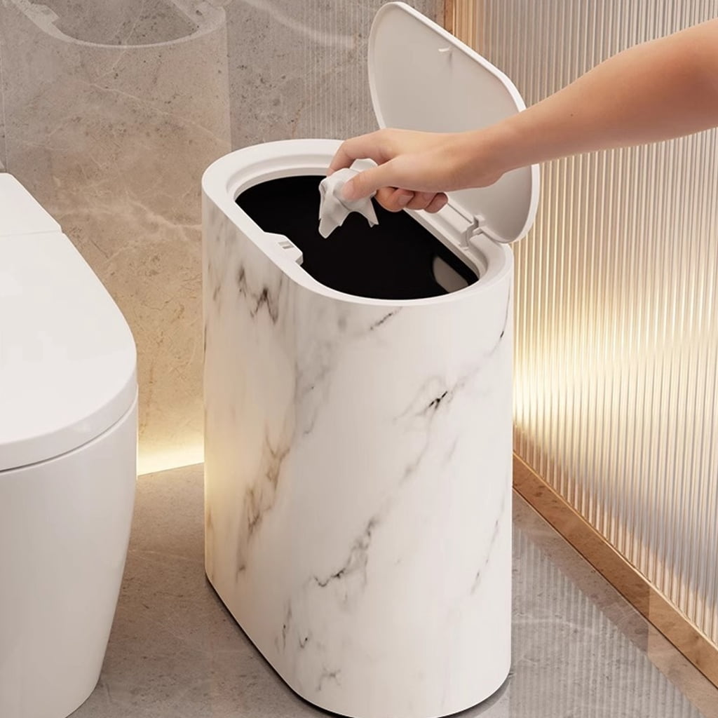 WINDLAND Space Saving Garbage Bin Bathroom Waste Container Leakproof Lid Small Trash Can