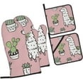 thumbnail image 2 of peyaoo Alpaca and Cactus Oven Mitts and Pot Holders Sets for Kitchen 4 Pcs 7"X11" Heat Resistant Baking Cooking, 2 of 6
