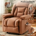 thumbnail image 4 of Techmilly Power Lift Recliner Chair, Massage Chair for Living Room with Heating Function and Side Pocket, PU Leather Brown, 4 of 6