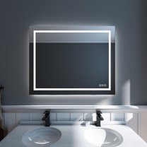 32 in. W x 40 in. H Rectangular Frameless Wall Bathroom Vanity Mirror with Backlit and Front Light