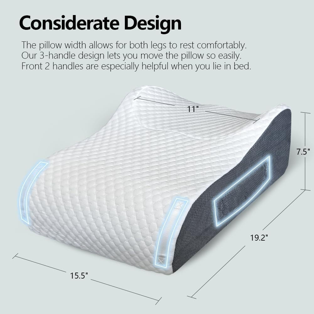 Oaskys Memory Foam Leg Elevation Pillow, Multi-functional Support Cushion, Ergonomic Knee Pillow, Helps Relieve Leg Pressure & Improves Sleep Comfort