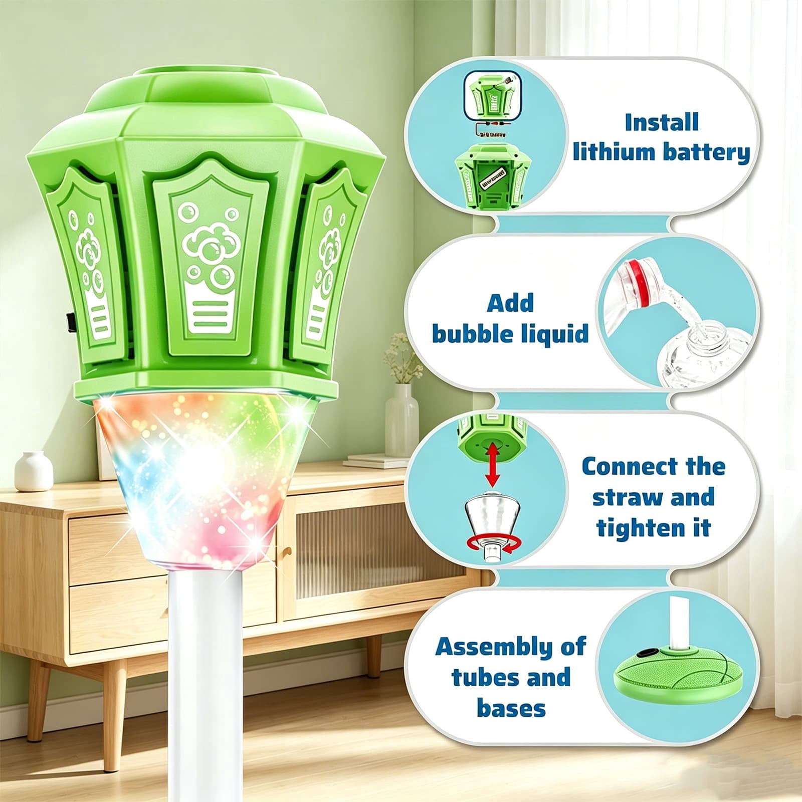 syligr Rechargeable Bubble Machine for Kids Outdoor Play, Adjustable Height, Detachable Wand, Automatic Bubble Maker for Weddings, Bubble Blower for Backyard Party,Toddler Bubble Toy for Outdoor Fun