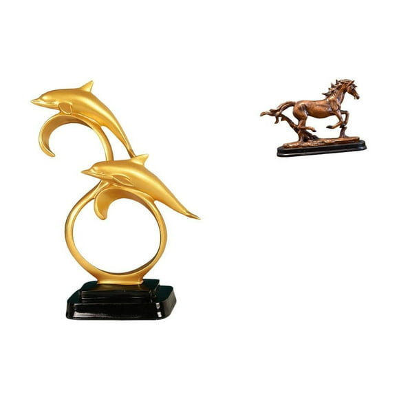 Figura de delfín,Colección de adornos de escritorio con figuras de delfines,Figura de caballo,Escultura de figura de caballo en miniatura coleccionable,Estatua de animal de adorno de caballo