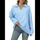 thumbnail image 3 of de Larga con Cuello en V para Mujer, Sudaderas Ligeras, Ropa de Moda de Otoño 2025. Azul L, 3 of 10