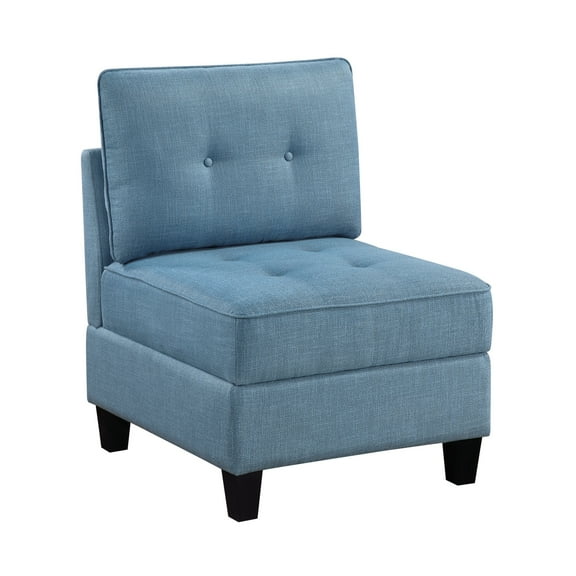 Miekor Furniture Living Room Furniture Armless Chair Blue Tufted Solid Wood Modern Comfort 1pc Modular Piece Armless Chair Hidden Storage 31688