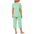 thumbnail image 4 of Weekease Two Piece Pajamas for Women Set Crew Neck Short Sleeve Tops Capris Summer Loungewear with Pockets, 4 of 8