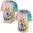 thumbnail image 3 of Happy Easter Shiba Inu with Bunny Ear Headband and Flowers All Over Print 3D Baseball Shirt Shibas Dog Lovers Gifts Idea Softball Sport - 13001, 3 of 6