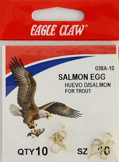EAGLE CLAW FISHING HOOKS SNELLS SALMON EGG SZ 8 QTY 6 FREE AND SHIPPING 