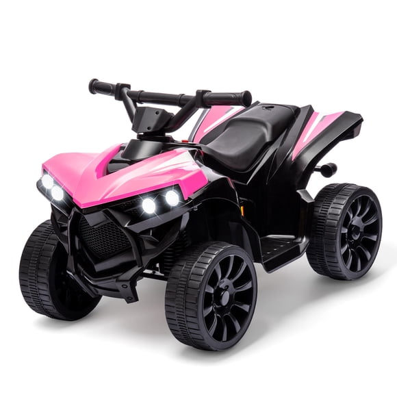 6V Electric Kids ATV Ride-On Quad – Safe 1.8 MPH, LED Headlights, Music, Wear-Resistant Anti-Skid Wheels, Foot Pedal, Battery Powered Toy Vehicle for Toddlers Boys Girls – Pink