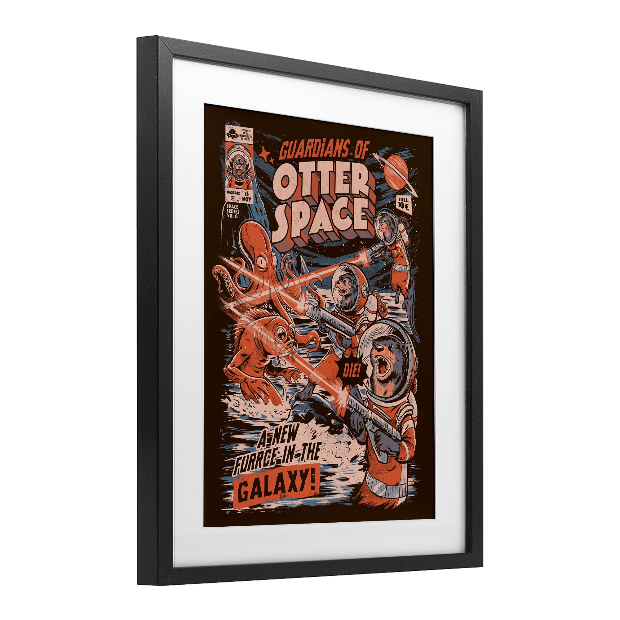 Stupell Industries Guardians Of Otter Space Retro Black Framed Print Under Glass, design by EduEly Designs