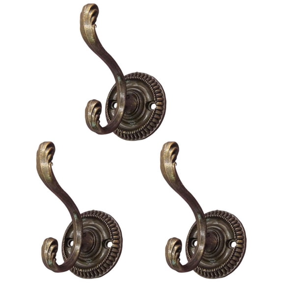 vlrwzc 3Pcs Vintage Alloy Coat Hooks, Duty Coat Hook Bronze Wall Mounted Hook for Hanging Coat, Hat, Scarf, Robe, Bag