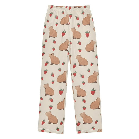 joogoo Capybara Strawberry Pattern Pajama Pants Pj Bottoms Sleepwear Lounge L