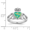 thumbnail image 5 of Sterling Silver Rhod-plated Lab Created Opal Celtic Knot Crown Ring QR6901, 5 of 6