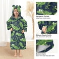 thumbnail image 4 of Dailycode Wearable Blanket Hoodie Oversized Sherpa Flannel Blankets with Pocket for 3-14 Year Old Crocodile and Leaf, 4 of 7
