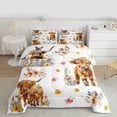 thumbnail image 3 of Homewish Farmhouse Highland Cow Full Size Comforter Sets,Multicolor Country Floral Bedding Comforter Set,White Brown Bedding Sets For Girls,Breathable Home Decor Reversible,3pcs, 3 of 9