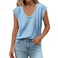 thumbnail image 6 of DYTTDG Women's Cap Sleeve Tank Top, Deep V Neck Loose Fit Top, Solid Color Summer Casual Tee, 6 of 8