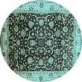 thumbnail image 1 of Ahgly Company Indoor Round Oriental Light Blue Industrial Area Rugs, 4' Round, 1 of 4