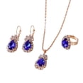 thumbnail image 2 of Xinyolin 3Pcs/Set Women Water Drop Bright Alloy Rhinestone - Pendant Necklace Earrings Ring Jewelry Set for Valentine Day, 2 of 8