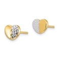 thumbnail image 2 of Primal Gold 14 Karat Yellow Gold and White Rhodium Diamond-cut Heart Post Earrings, 2 of 5