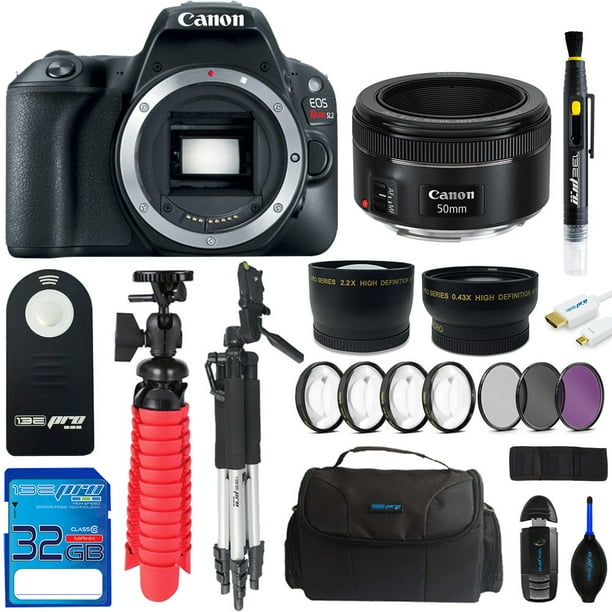 Bezet wapen doe alstublieft niet Canon EOS Rebel 200D/SL2 DSLR Camera (Black) + Canon 50mm STM Lens + Pixi  Advanced Bundle Kit - Walmart.com