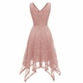 thumbnail image 4 of Women's Vintage Floral Lace Dress Elegant Sleeveless Cocktail Formal Midi Dress Handkerchief Hem Asymmetrical Party Dress, 4 of 4