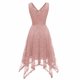 thumbnail image 4 of Vestidos Para Mujer Vestidos de Invitados de Boda Con Cuello en V Encaje Bloque de Color Drapeado Patchwork Lindo Vestido Formal de Fiesta de Noche Odeerbi ODB147173, 4 of 4