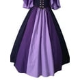 thumbnail image 4 of FASHIONWT Women Retro Cutaway Flying Sleeve Draw String Gothic Midi Dress, 4 of 4