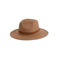 thumbnail image 2 of Deago Womens Classic Wide Brim Floppy Panama Hat with Belt Buckle Wool Fedora Hat (Camel), 2 of 8
