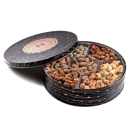 Mix Sweets Gift Box - The Nuttery Metal Tin Gift Box, Mixed Nuts Gift Tray, 7 Section Nut Gift Box (7 Secional Metal Tin)
