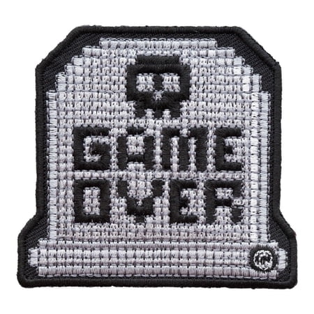 Game Over Gamer Skull Headstone Patch,2.25" W x 2.5" H (5.7cm x 6.4cm)Death Patches by PatchStop