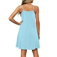 thumbnail image 5 of Xysaqa Womens Spaghetti Strap Dress Fashion Eyelet Summer Dresses Beach Cover Ups Casual Plain V Neck T Shirt Dresses S-2XL, 5 of 6