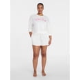 thumbnail image 2 of Joyspun Women's French Terry Knit Bridal Sleep Shorts, 3” Inseam, Sizes XS-3X, 2 of 6