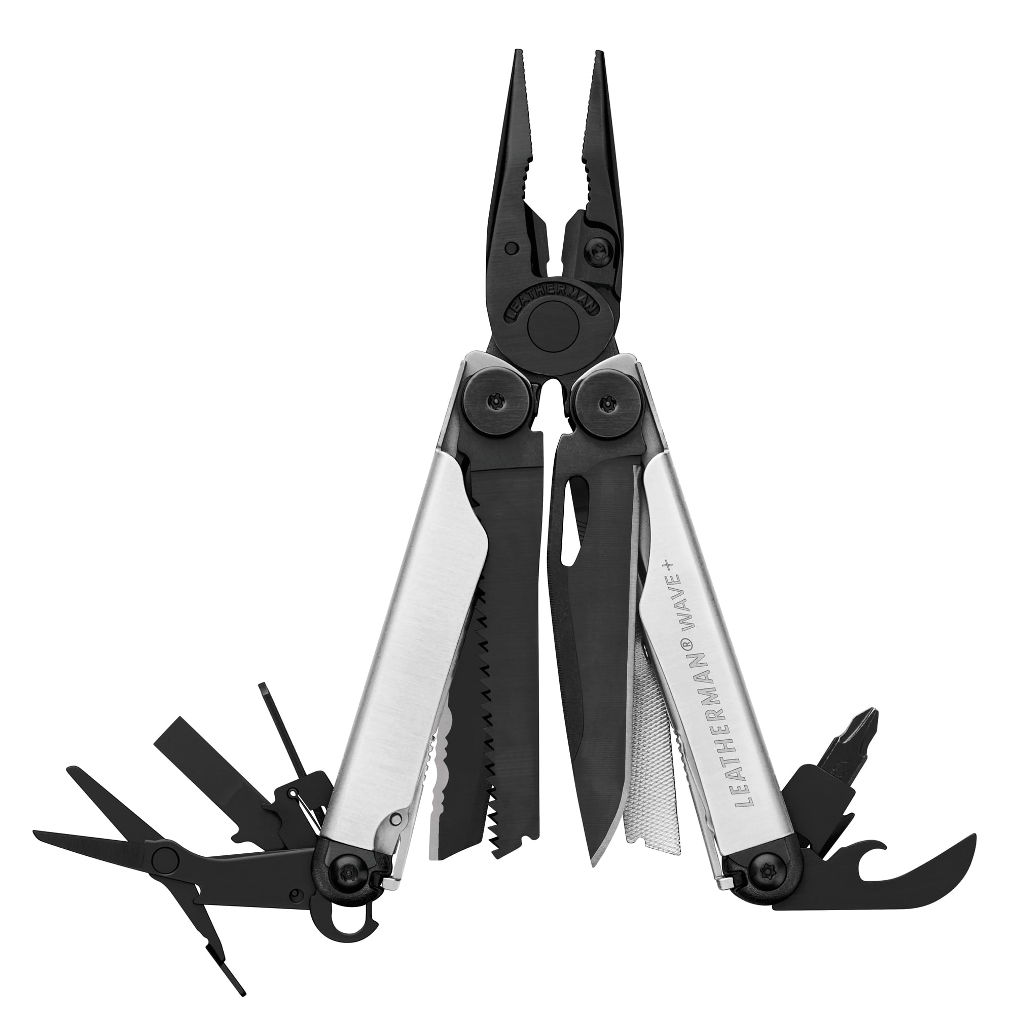 LEATHERMAN - Wave Plus Multitool with Premium Replaceable Wire Cutters and  Spring-Action Scissors, Limited Edition Black/Silver
