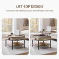 thumbnail image 6 of Round Lift Top Coffee Table with Hidden Compartment & Storage Shelf, 31'' Farmhouse Coffee Table Center Tables, 2-Tier Small Round Dining Table for Living Room Reception Room, Gray, 6 of 6
