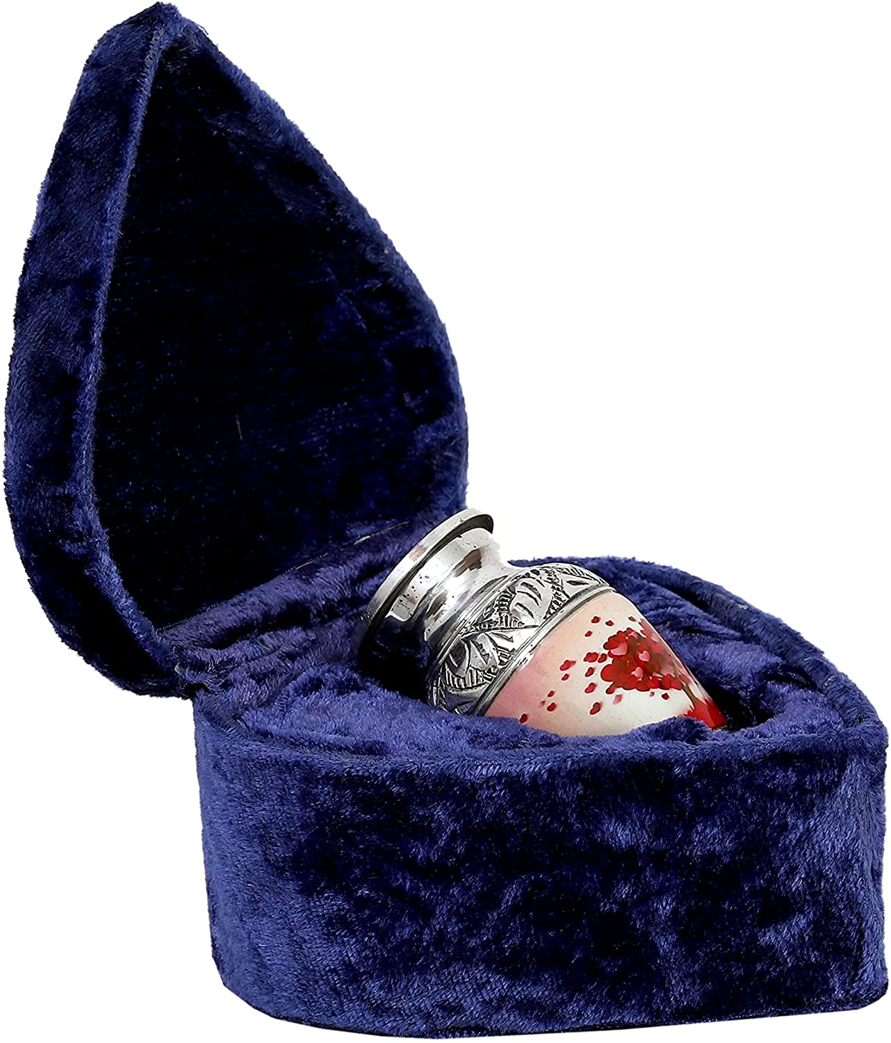 hlc Beautiful Small Lovely Beautiful Red Heart Cream Keepsake Urn Qnty 1 - Keepsake Urn for Human Ashes with 1 Velvet Box Bag - Peaceful Engraved Mini Memorial Affordable Keepsake Urn (3.5 cu.in)