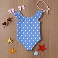thumbnail image 6 of Abcomgle Girls Swimsuits Size 7-8 Stretchy One Piece Little Girls Swimsuit Cute Polka Dot Ruffled Girls Bathing Suit, 6 of 7