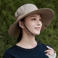 thumbnail image 1 of Sombrero de pescador al aire libre | Gorra de protección solar de poliéster transpirable para hombre mujer | Ala grande | Ligero y plegable | Gris | Protector UV para senderismo, pesca, viajes, 1 of 7
