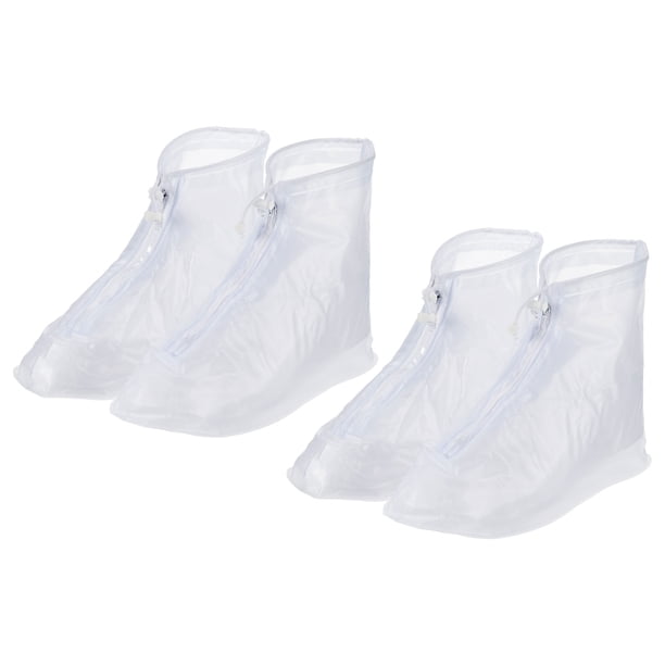 Uxcell Cubierta de Zapatos Impermeable Reutilizable Antideslizante con Cremallera, Blanca 2 Pares (XXXL)