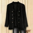 thumbnail image 5 of IROINNID Women's Solid Ruffle Denim Jacket Open Front Long Sleeve Double Button Down Casual Coat with Side Slit Pockets, 5 of 9