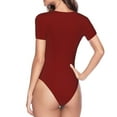 thumbnail image 4 of Easygdp Maroon Women'S Waist-Cinching Short-Sleeved Onesie, Olastic Onesiet,Snaps At Bottom,Easy To Put On And Take Off - Small, 4 of 9