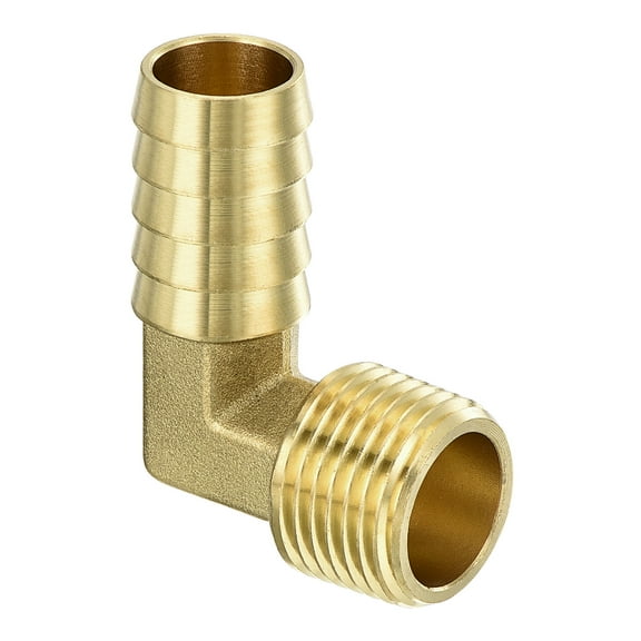 Brass Hose Barbed Elbow Fitting 1 Pack 5/8" Barb x 1/2" NPT Male 90 Degree Brass