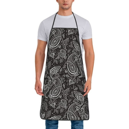

Apron for Men Women Black Paisley Waterproof Chef Kitchen Baking Apron with Long Ties Aprons for Cooking Baking and Gardening Kitchen Collection
