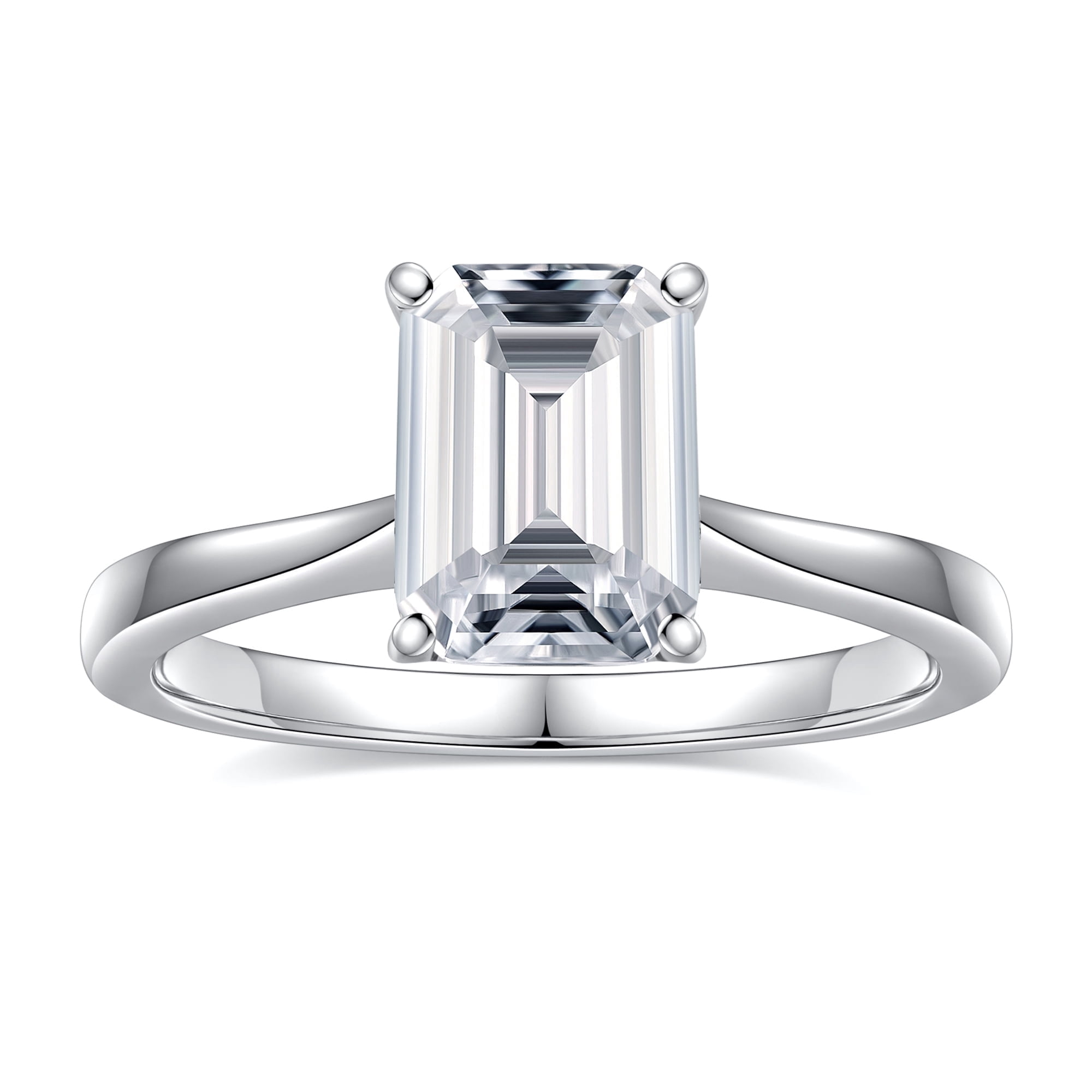 IEFSHINY 2 Carat Emerald cut Moissanite Engagement Ring 925 Sterling Silver Diamond Ring Wedding Band Promise Wedding Rings for Women Girls