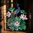 thumbnail image 3 of Peacock And Lotus Faux Stained Glass Acrylic Suncatcher - Elegant Bird Window Hanging - Garden Decor Gift For Nature Lovers, 3 of 4