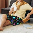thumbnail image 2 of Daiia Geometric 1980s Styled Mens Woven Stretch Pajama Short,Short Pajama Pants-Large, 2 of 7