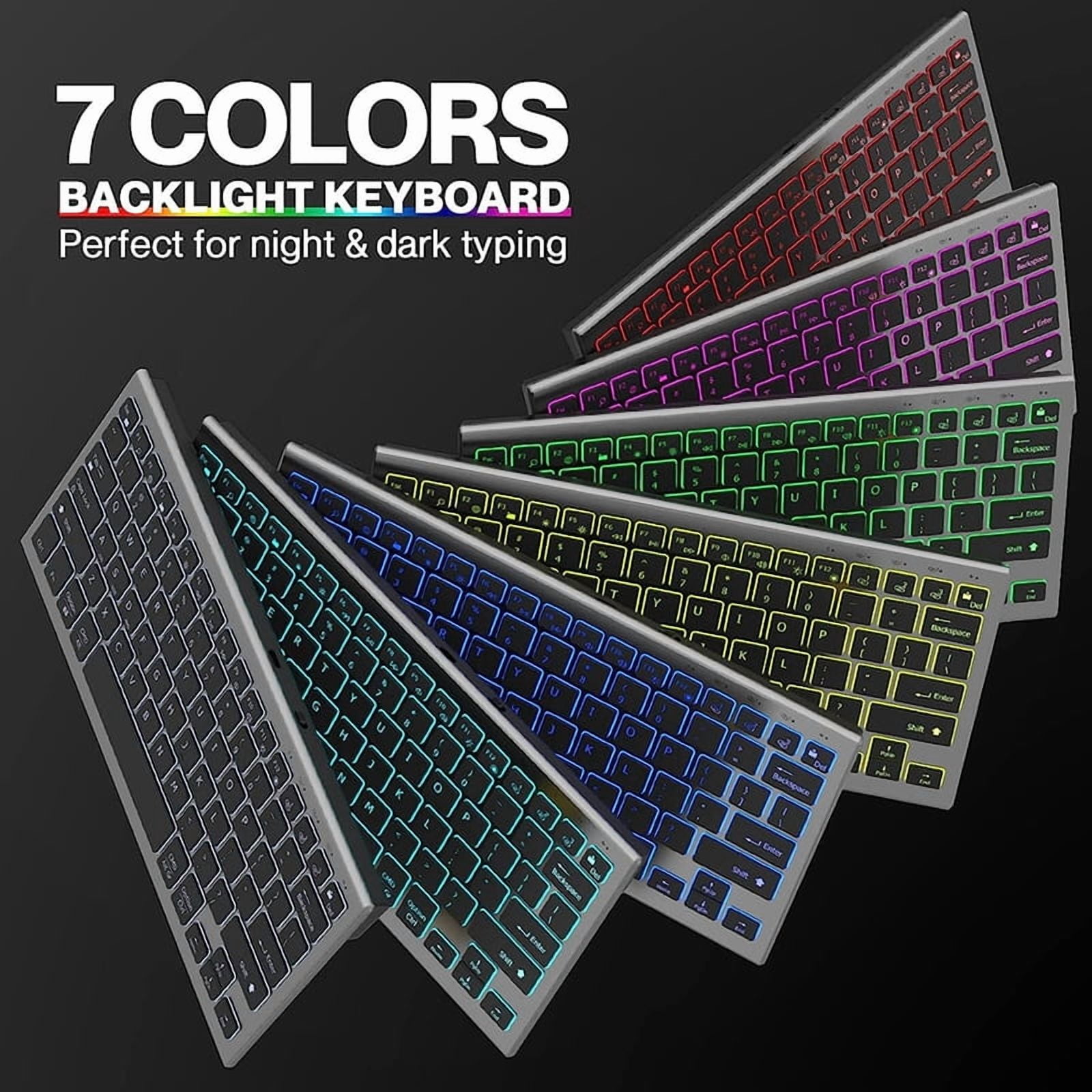Wireless Bluetooth Aluminum Keyboard Multi-Device Rechargeable Illuminated Full Size Computer Backlight Keyboard Mouse Set